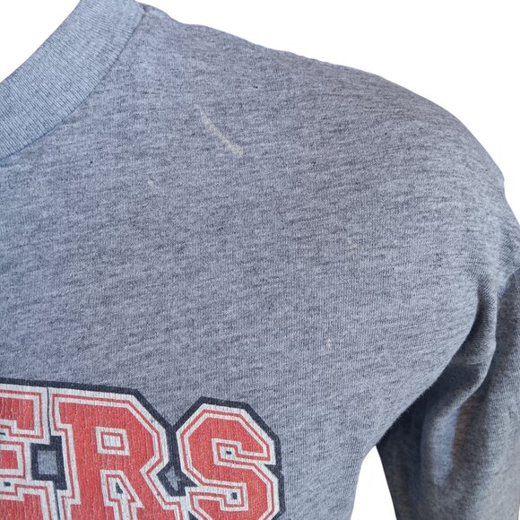 Small Vintage Adidas Huskers Graphic Tee Gray Short Sleeve 1990's Paint Distress - Picture 4 of 8